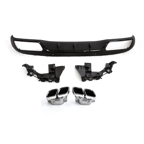 CF Style Gloss Black Rear Diffuser & Exhaust Tips for Mercedes Benz W205 C Class & C63 Saloon & Estate 15-21-Carbon Factory