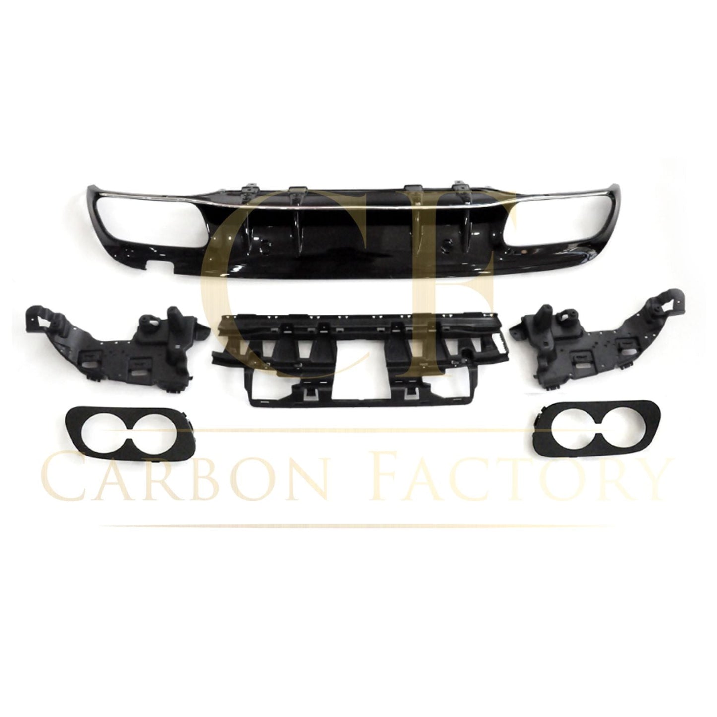 CF Style Gloss Black Rear Diffuser & Exhaust Tips for Mercedes Benz W205 C Class & C63 Saloon & Estate 15-21-Carbon Factory