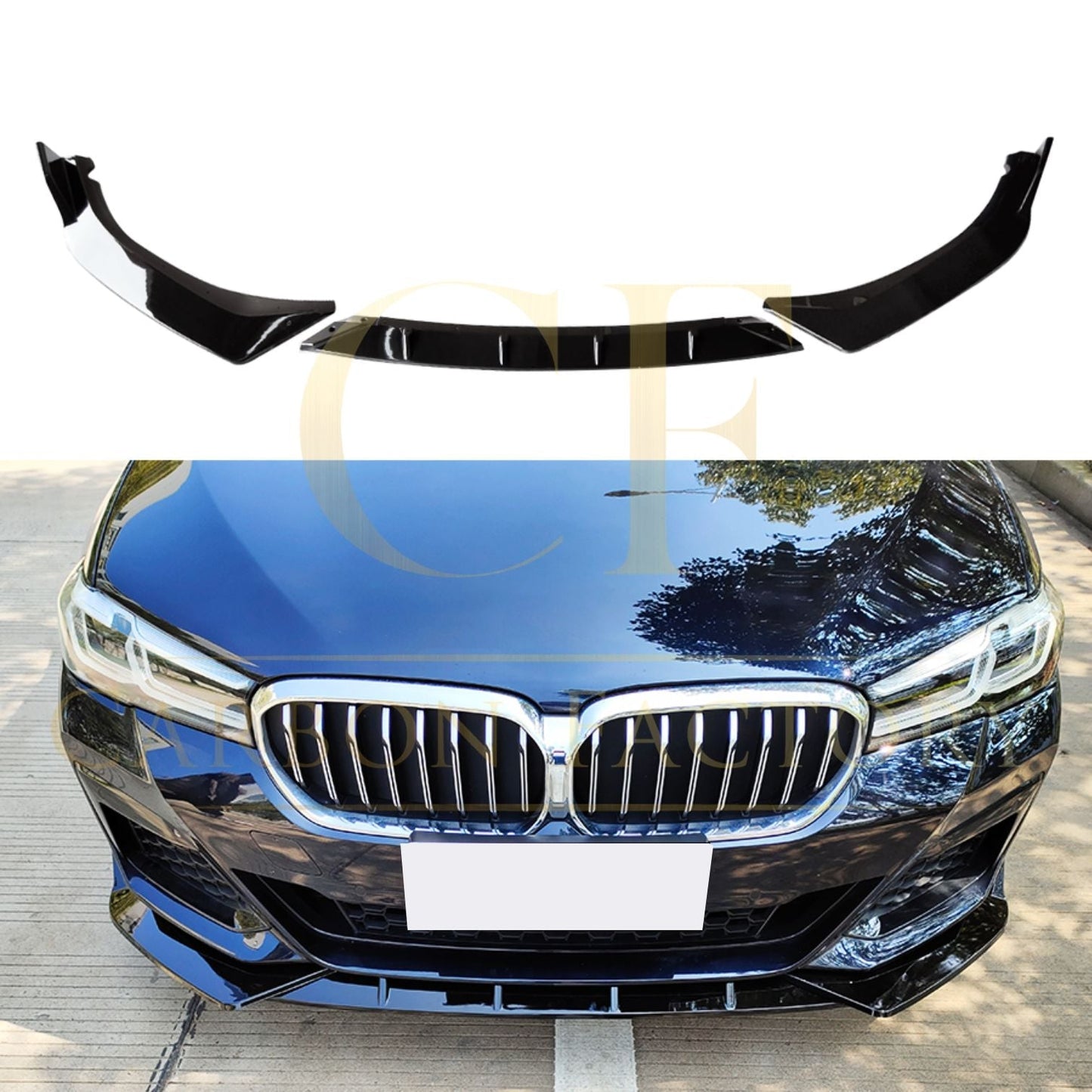 CS Style Gloss Black Front Splitter for BMW G30 G31 5 Series LCI 21-24-Carbon Factory