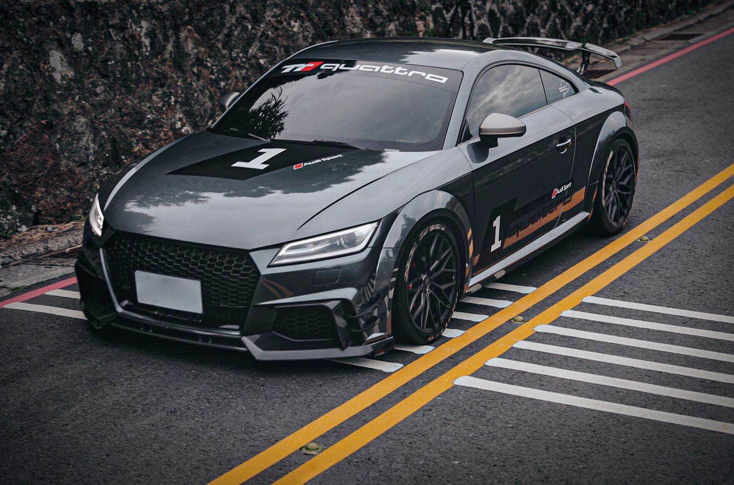 Carbon Fibre Front Bumper Trims for Audi 8S TTRS MK3 15-18-Carbon Factory