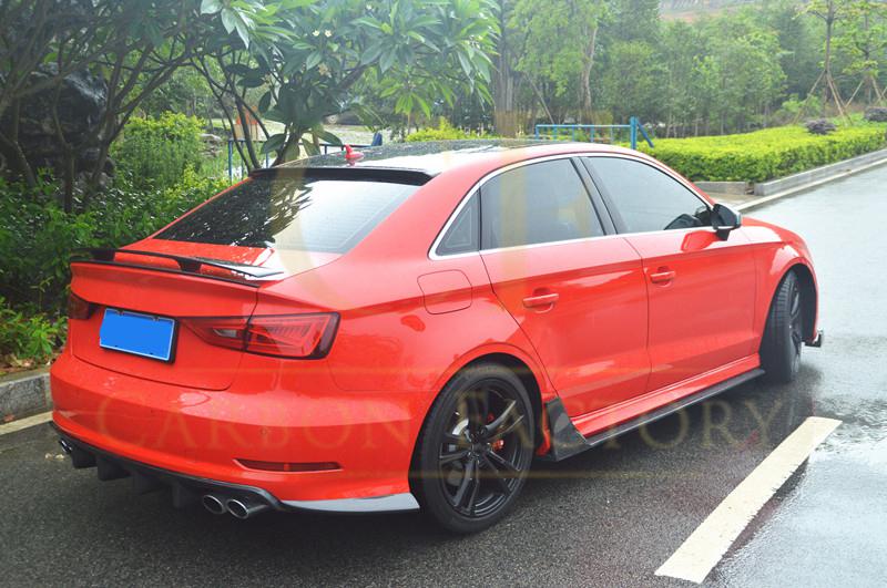 Carbon Fibre Rear Bumper Spats for Audi A3 S Line S3 Saloon 13-15-Carbon Factory