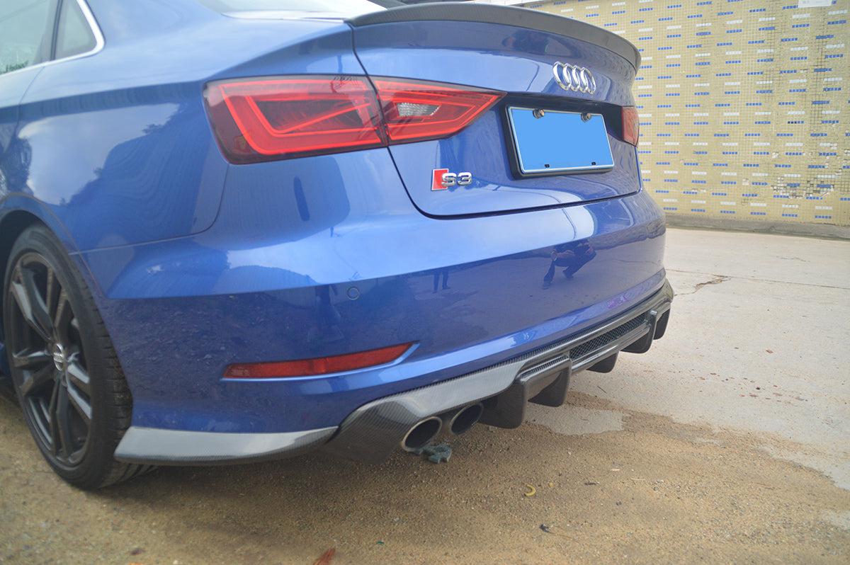 Carbon Fibre Rear Bumper Spats for Audi A3 S Line S3 Saloon 13-15-Carbon Factory