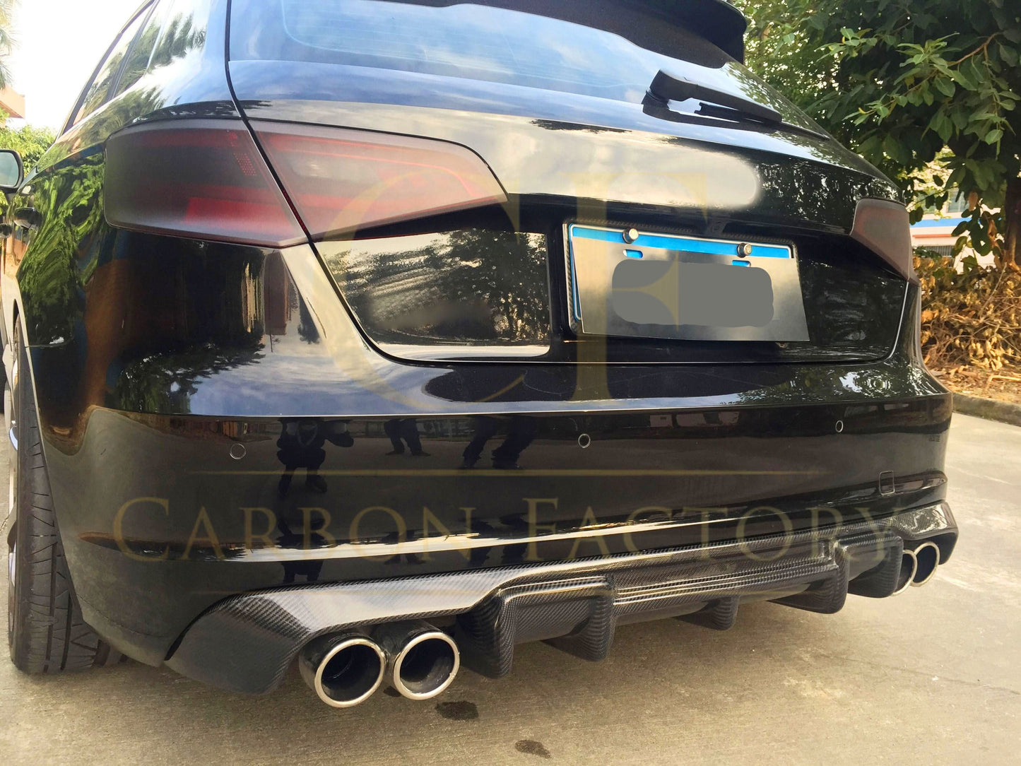 Carbon Fibre Rear Diffuser (Quad Exhaust) for Audi A3 Hatchback S Line & S3 13-15 - Carbon Factory
