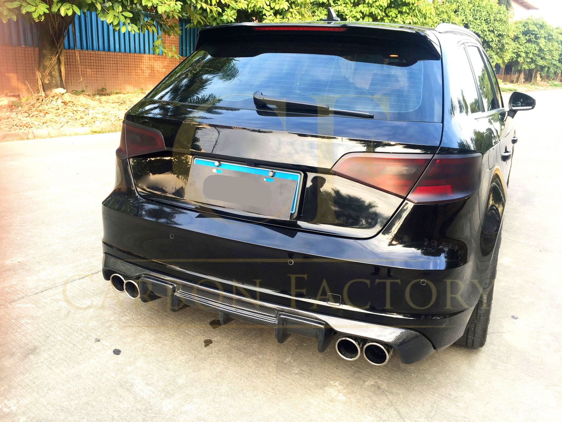Carbon Fibre Rear Diffuser (Quad Exhaust) for Audi A3 Hatchback S Line & S3 13-15 - Carbon Factory