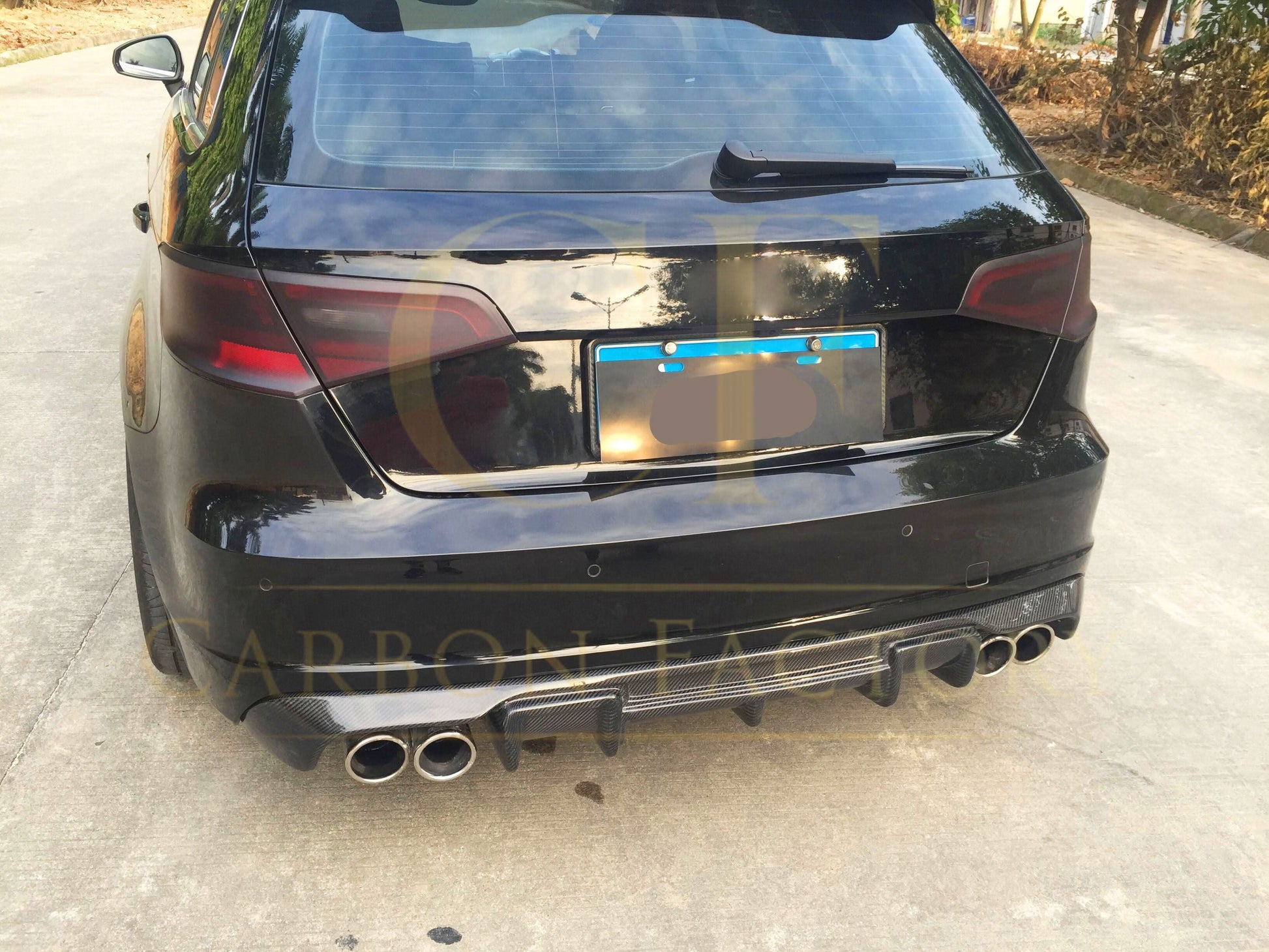 Carbon Fibre Rear Diffuser (Quad Exhaust) for Audi A3 Hatchback S Line & S3 13-15 - Carbon Factory