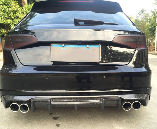 Carbon Fibre Rear Diffuser (Quad Exhaust) for Audi A3 Hatchback S Line & S3 13-15 - Carbon Factory