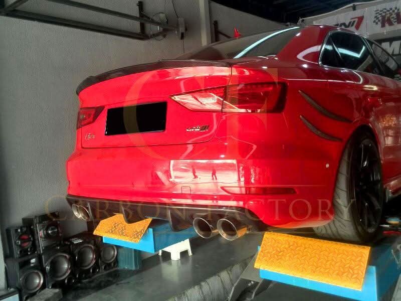 Carbon Fibre Rear Diffuser (Quad Exhaust) for Audi A3 S Line S3 Saloon 13-15 - Carbon Factory