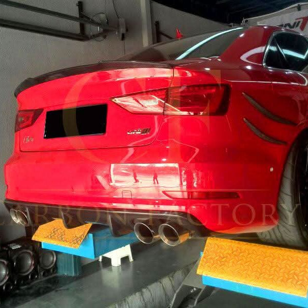 Carbon Fibre Rear Diffuser (Quad Exhaust) for Audi A3 S Line S3 Saloon 13-15 - Carbon Factory