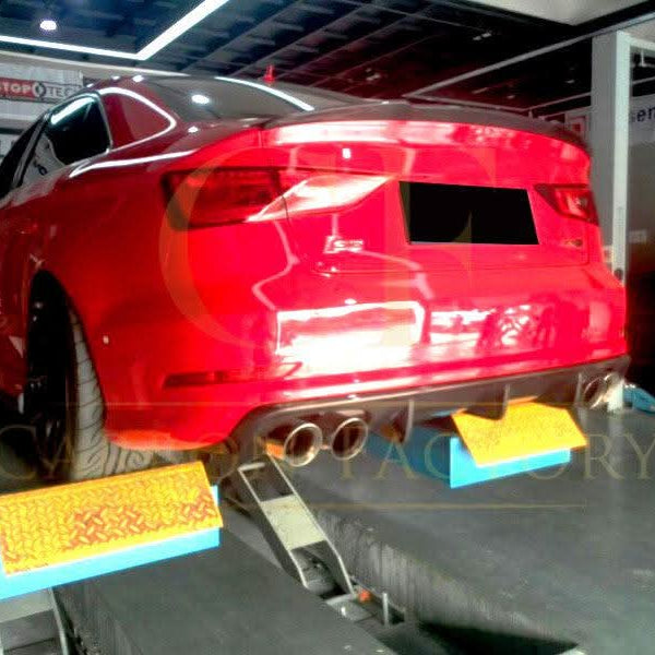 Carbon Fibre Rear Diffuser (Quad Exhaust) for Audi A3 S Line S3 Saloon 13-15 - Carbon Factory