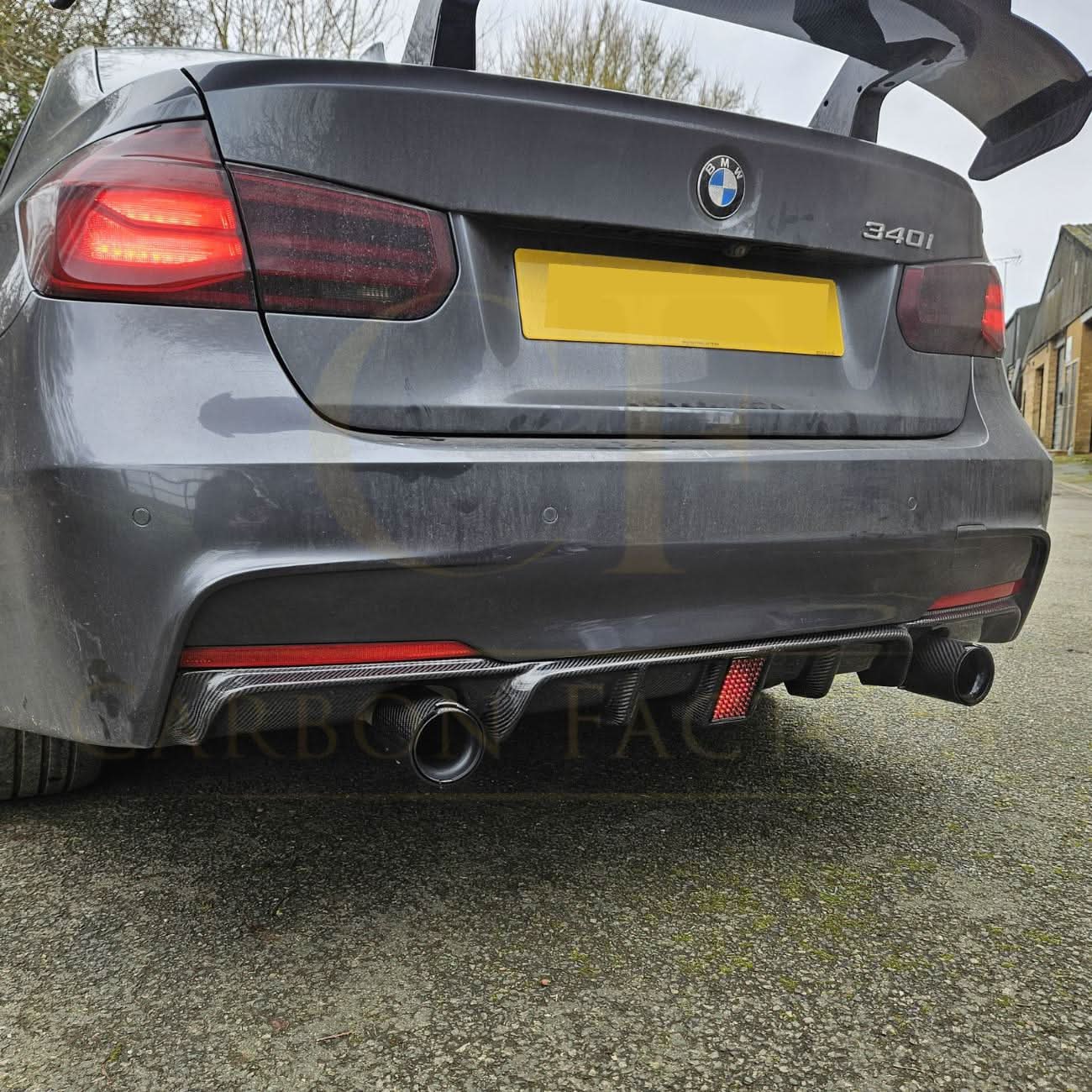 Carbon Fibre Rear Diffuser with LED Light Dual Exhaust for BMW F30 F31 3 Series 12-19 - Carbon Factory