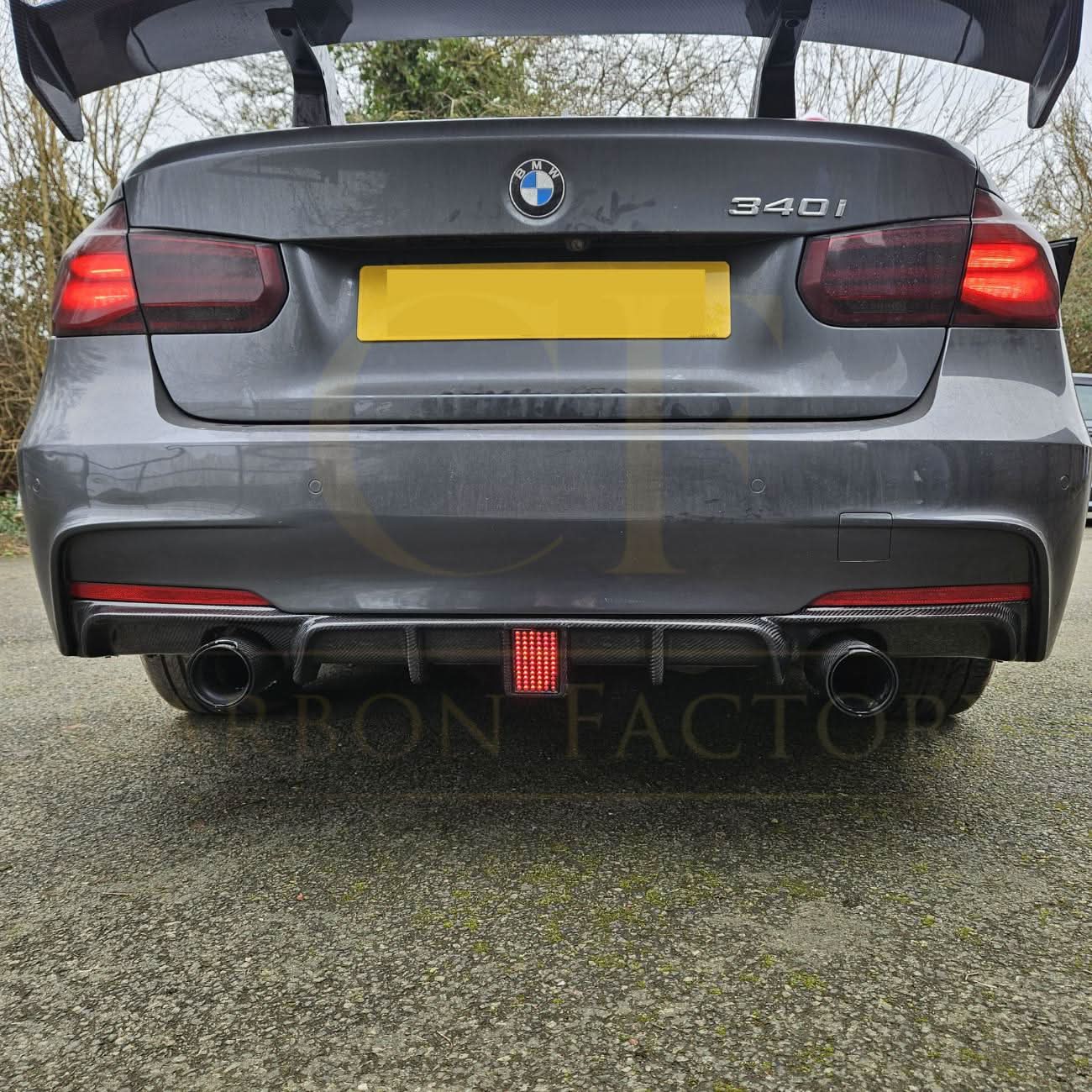 Carbon Fibre Rear Diffuser with LED Light Dual Exhaust for BMW F30 F31 3 Series 12-19 - Carbon Factory