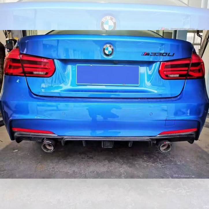 Carbon Fibre Rear Diffuser with LED Light Dual Exhaust for BMW F30 F31 3 Series 12-19 - Carbon Factory