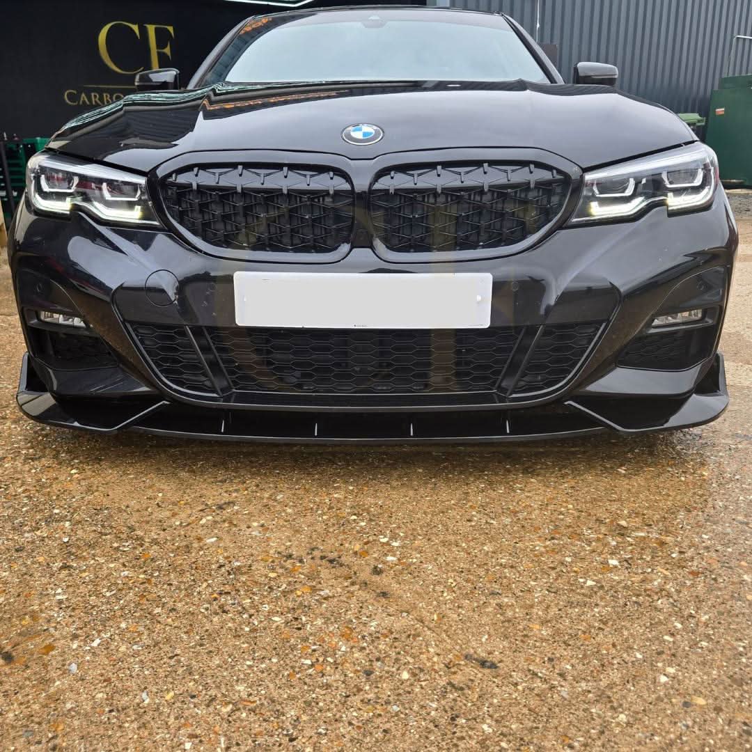 Competition Style Gloss Black Front Splitter for BMW 3 Series G20 G21 Pre-LCI 19-22 - Carbon Factory