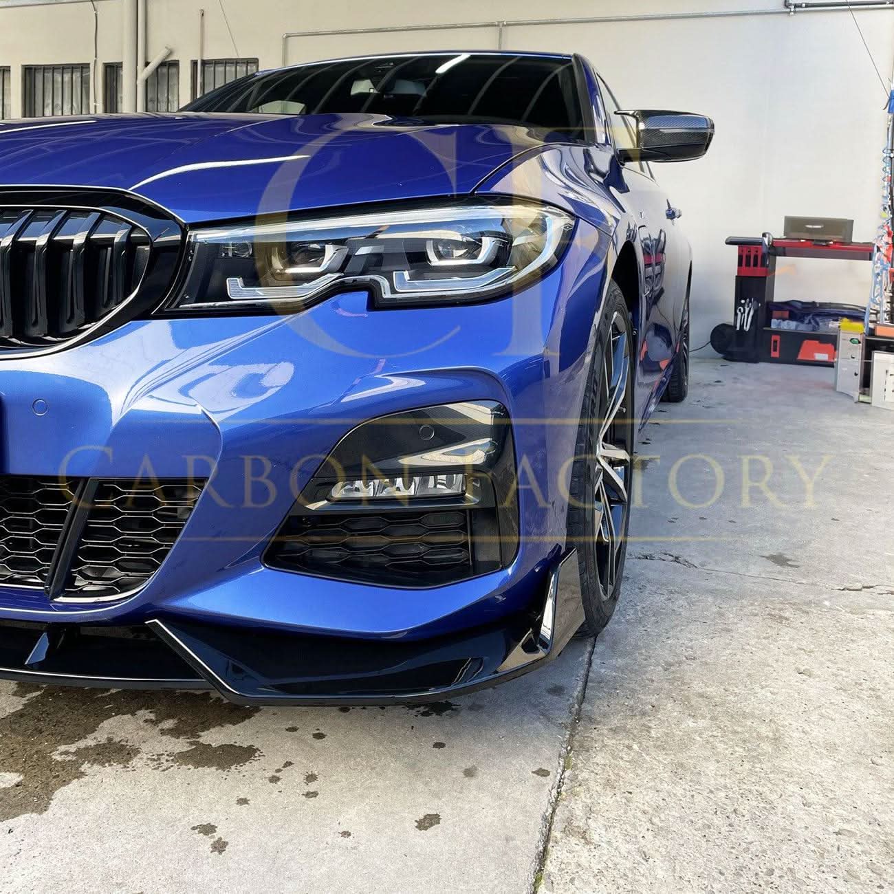 Competition Style Gloss Black Front Splitter for BMW 3 Series G20 G21 Pre-LCI 19-22 - Carbon Factory