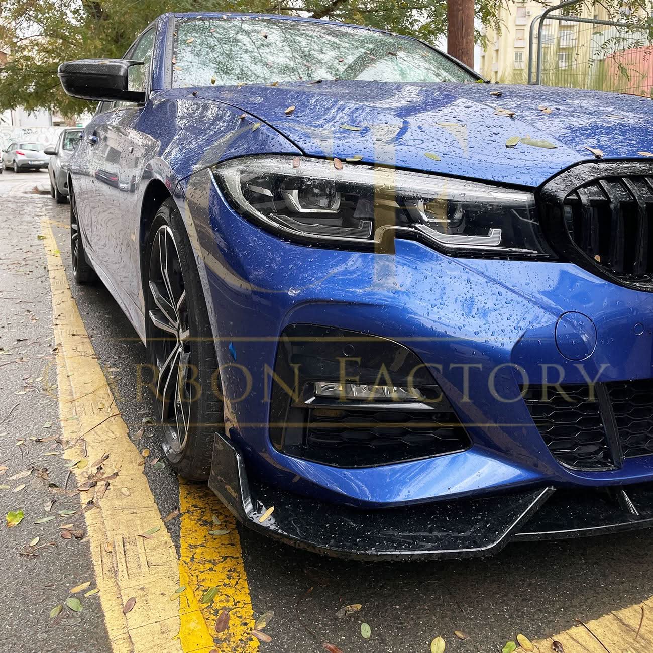 Competition Style Gloss Black Front Splitter for BMW 3 Series G20 G21 Pre-LCI 19-22 - Carbon Factory