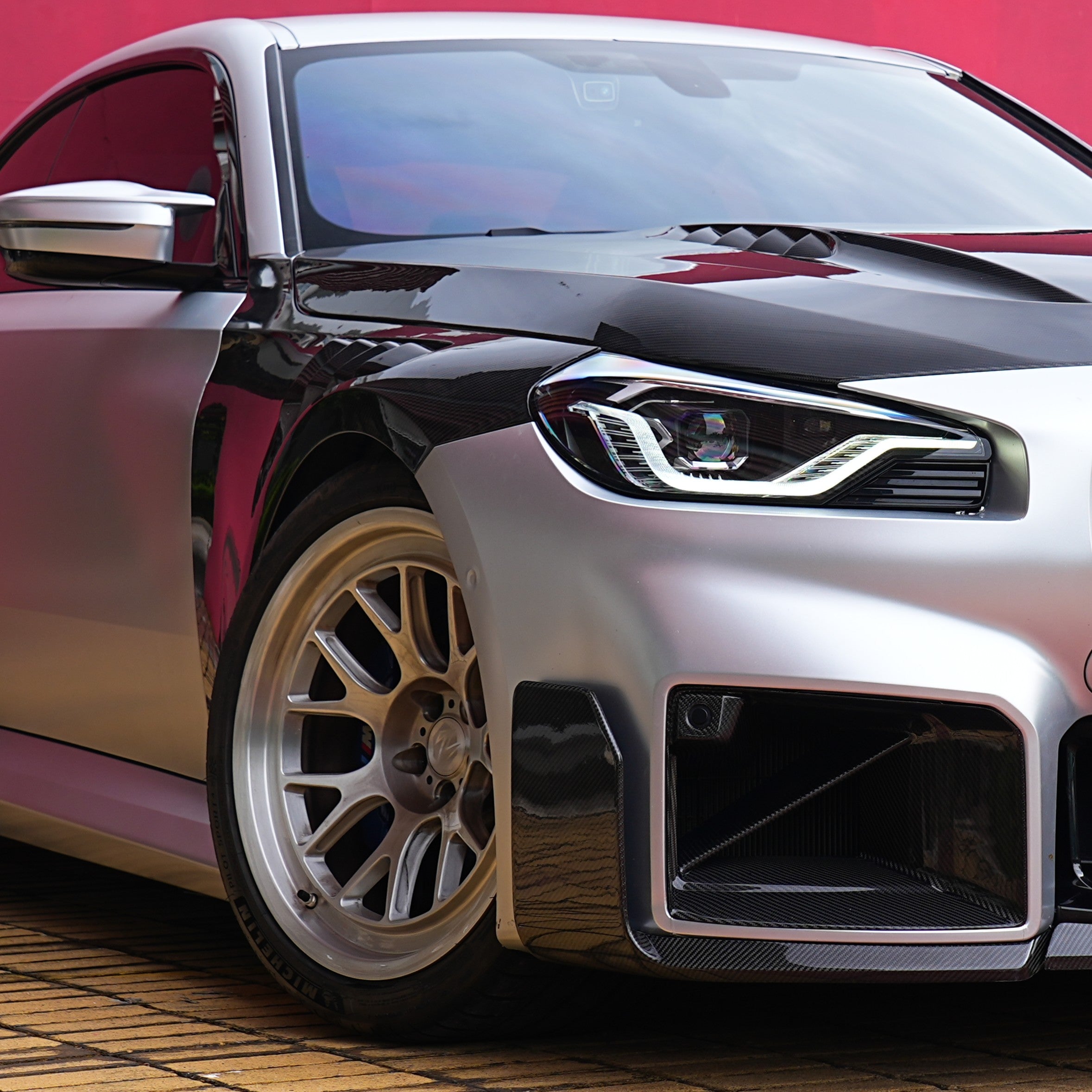 V Style Pre-Preg Carbon Fibre Front Wings Arches for BMW G87 M2 23-Present