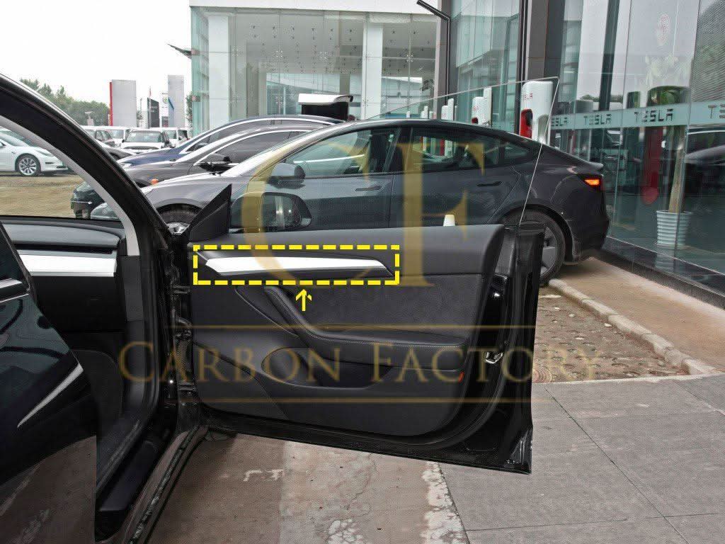 Dry Carbon Interior Side Door Trim Covers for Tesla Model 3 Model Y - Carbon Factory