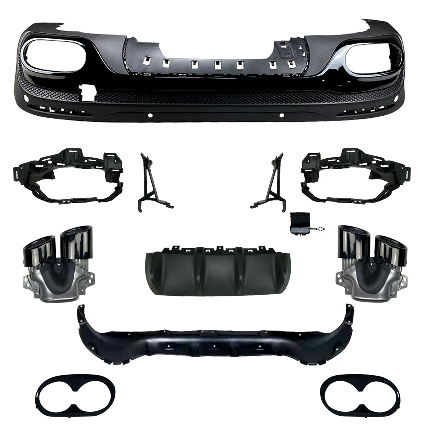 A Style Gloss Black Rear Diffuser for Mercedes Benz X247 GLB 19-26