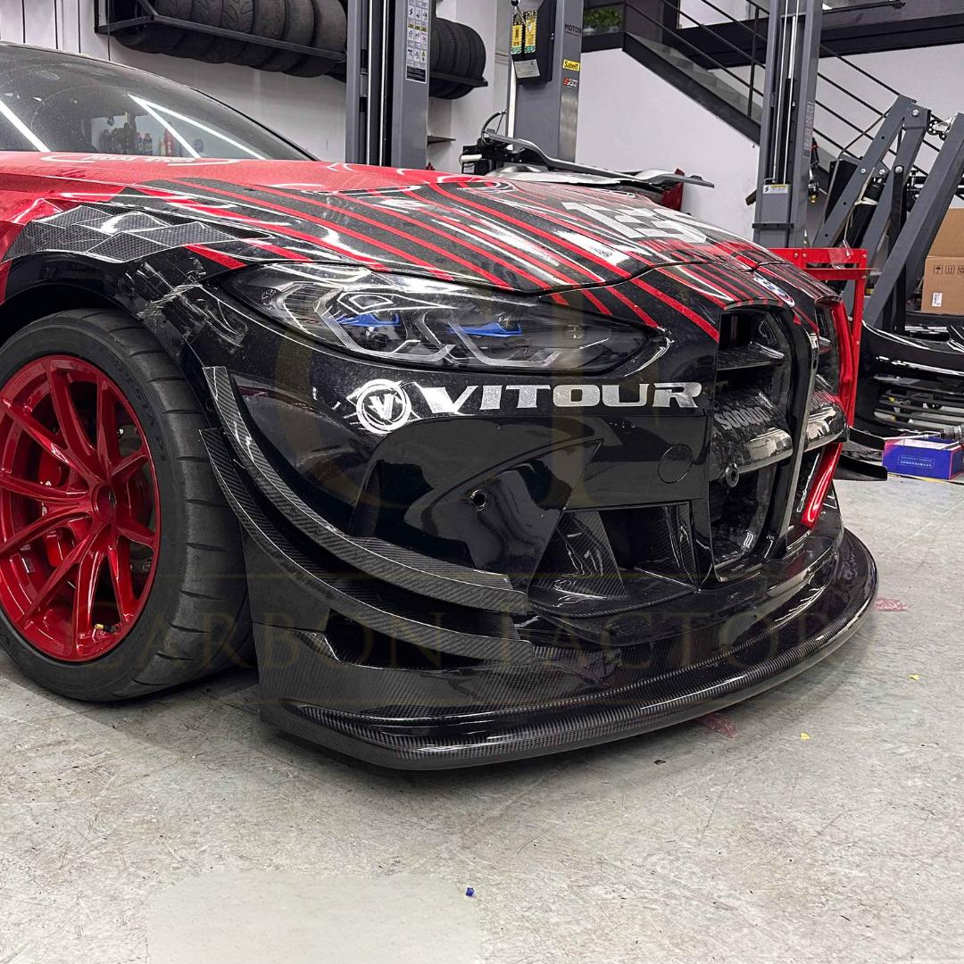GT4 Style Pre-Preg Carbon Fibre Front Splitter for BMW G80 G81 M3 G82 G83 M4 21-Present-Carbon Factory