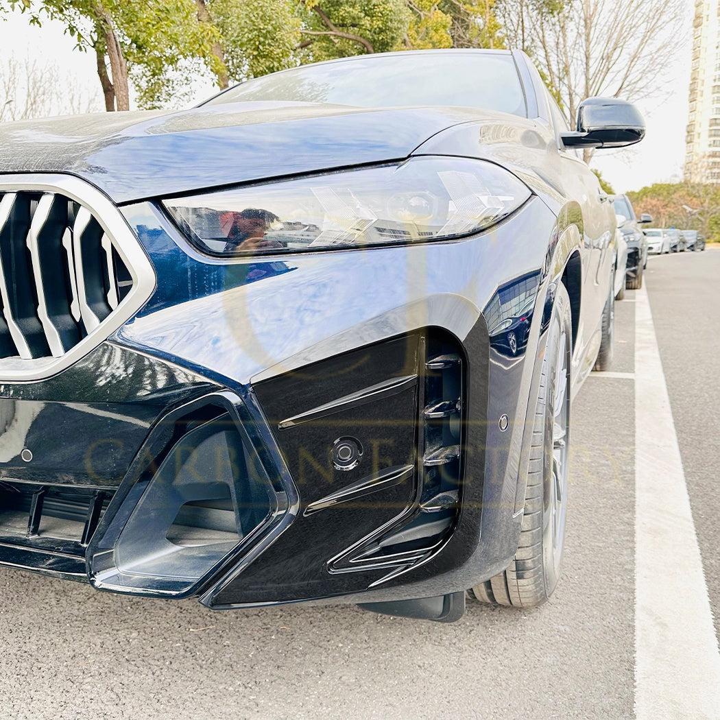 Gloss Black Front Bumper Trims for BMW G06 X6 LCI 23-25-Carbon Factory