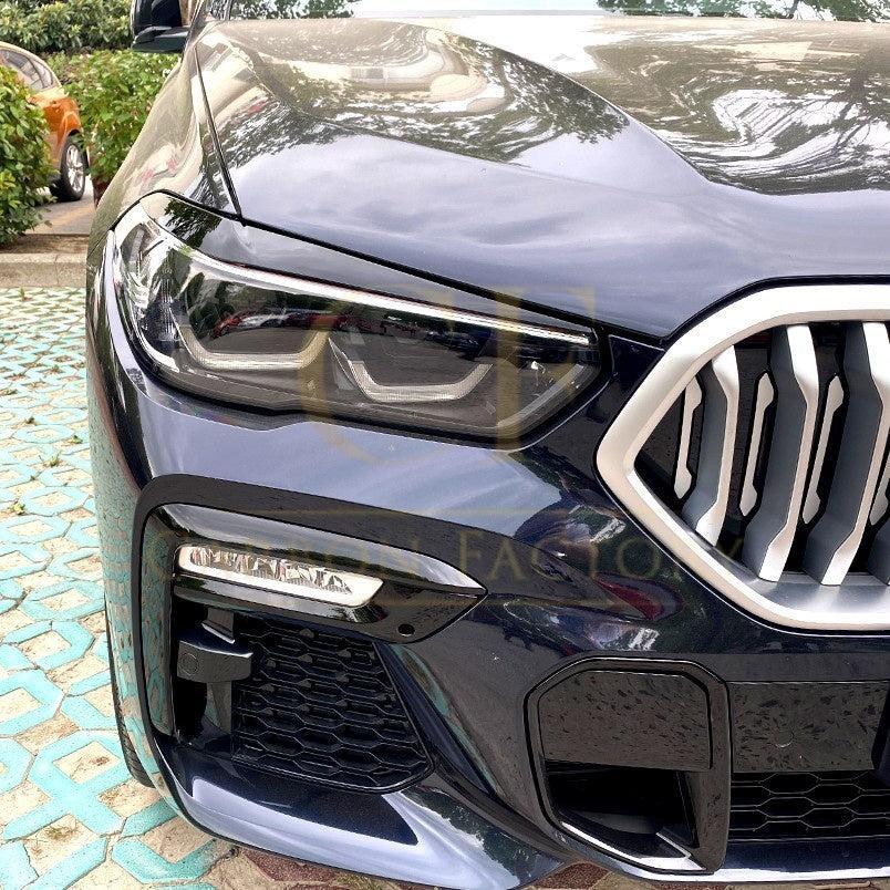 Gloss Black Headlight Trims for BMW G05 X5 G06 X6 19-25-Carbon Factory
