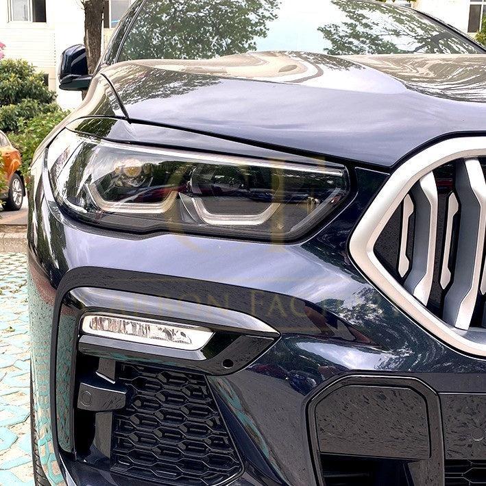 Gloss Black Headlight Trims for BMW G05 X5 G06 X6 19-25-Carbon Factory
