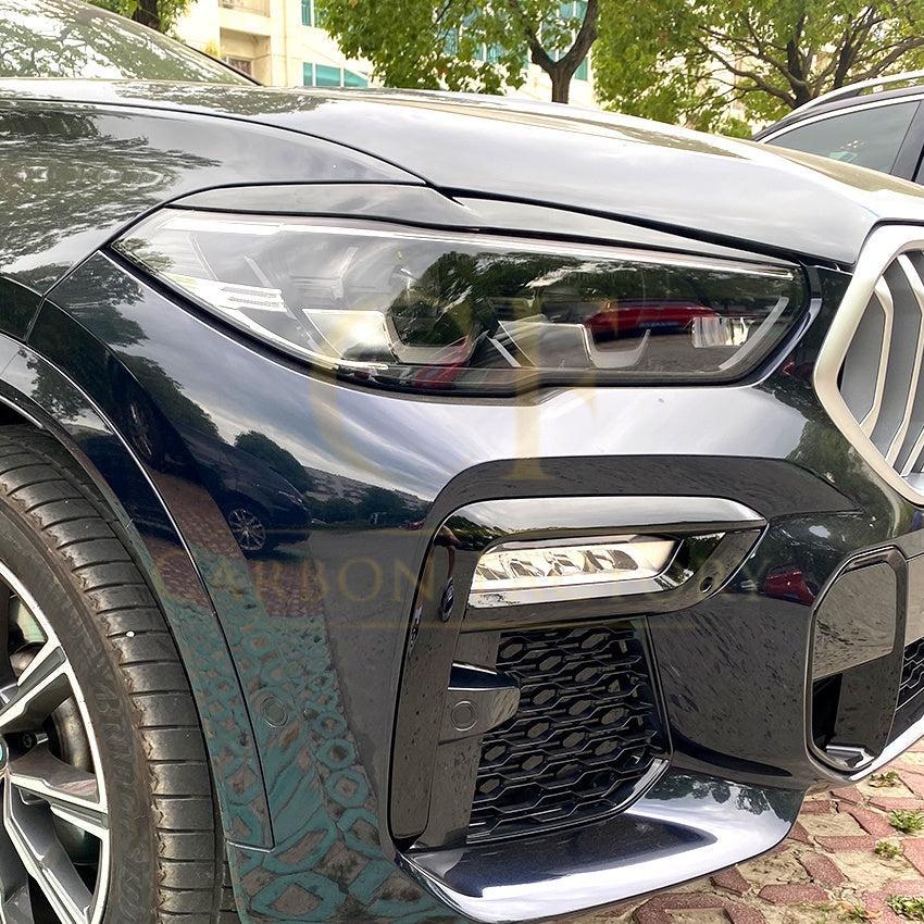 Gloss Black Headlight Trims for BMW G05 X5 G06 X6 19-25-Carbon Factory