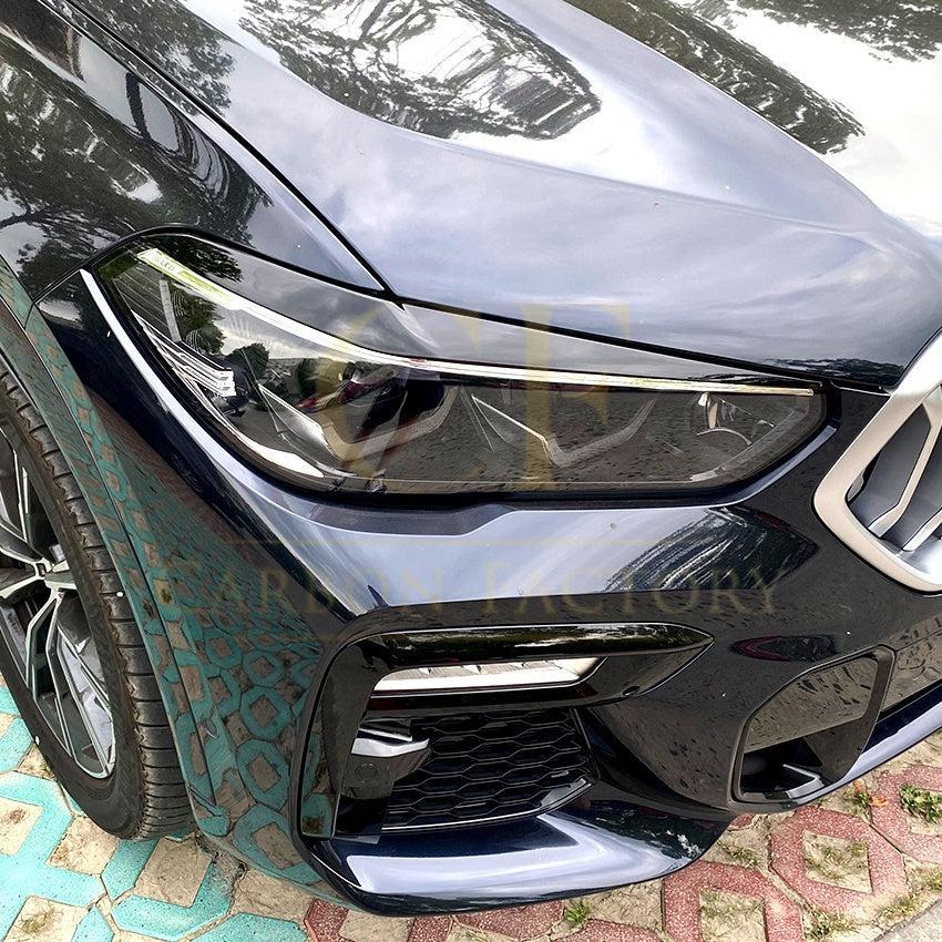 Gloss Black Headlight Trims for BMW G05 X5 G06 X6 19-25-Carbon Factory