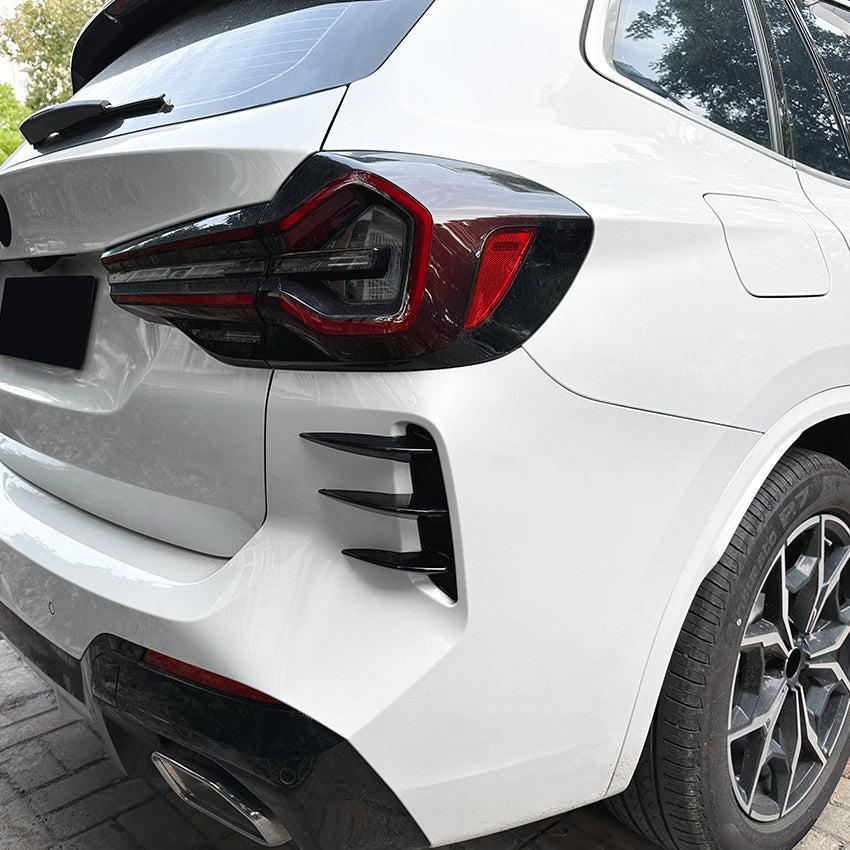 Gloss Black Rear Bumper Trims 2 for BMW G01 X3 LCI 22-24-Carbon Factory