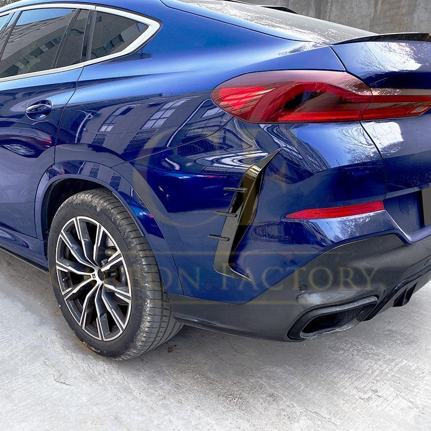 Gloss Black Rear Bumper Trims for BMW G06 X6 Pre-LCI 19-22-Carbon Factory