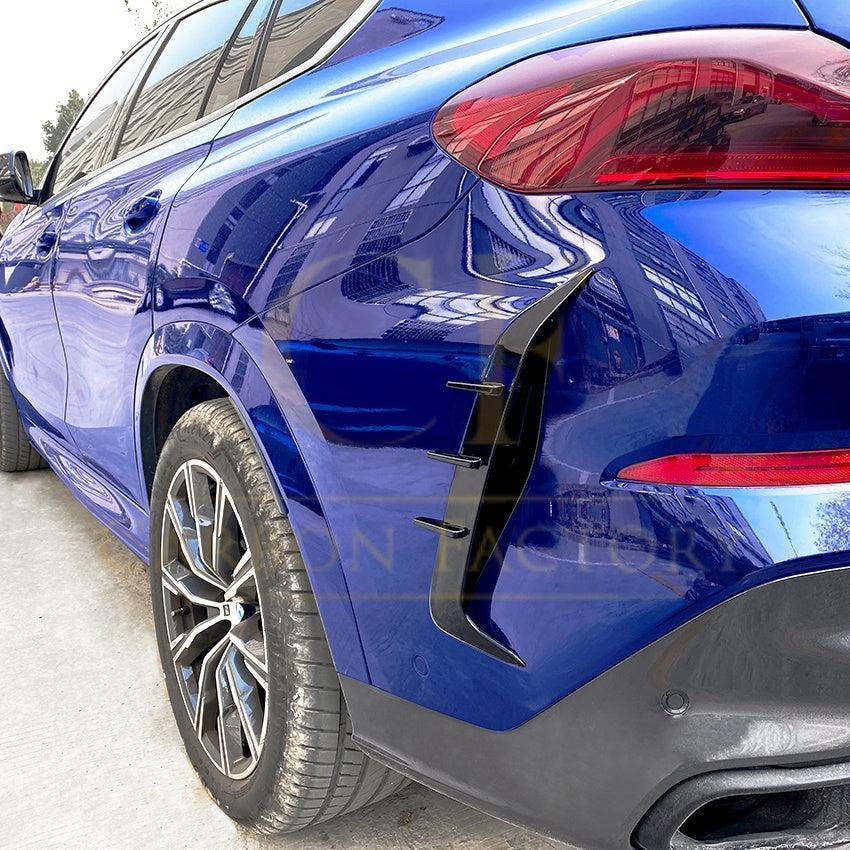 Gloss Black Rear Bumper Trims for BMW G06 X6 Pre-LCI 19-22-Carbon Factory