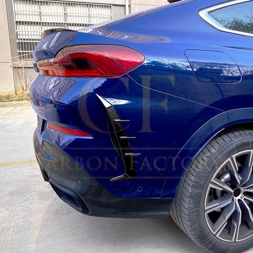 Gloss Black Rear Bumper Trims for BMW G06 X6 Pre-LCI 19-22-Carbon Factory