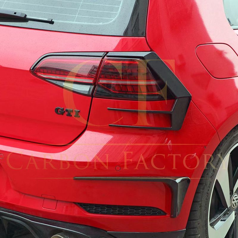 Gloss Black Rear Bumper Trims for VW Golf MK7.5 inc R and GTI 17-20-Carbon Factory