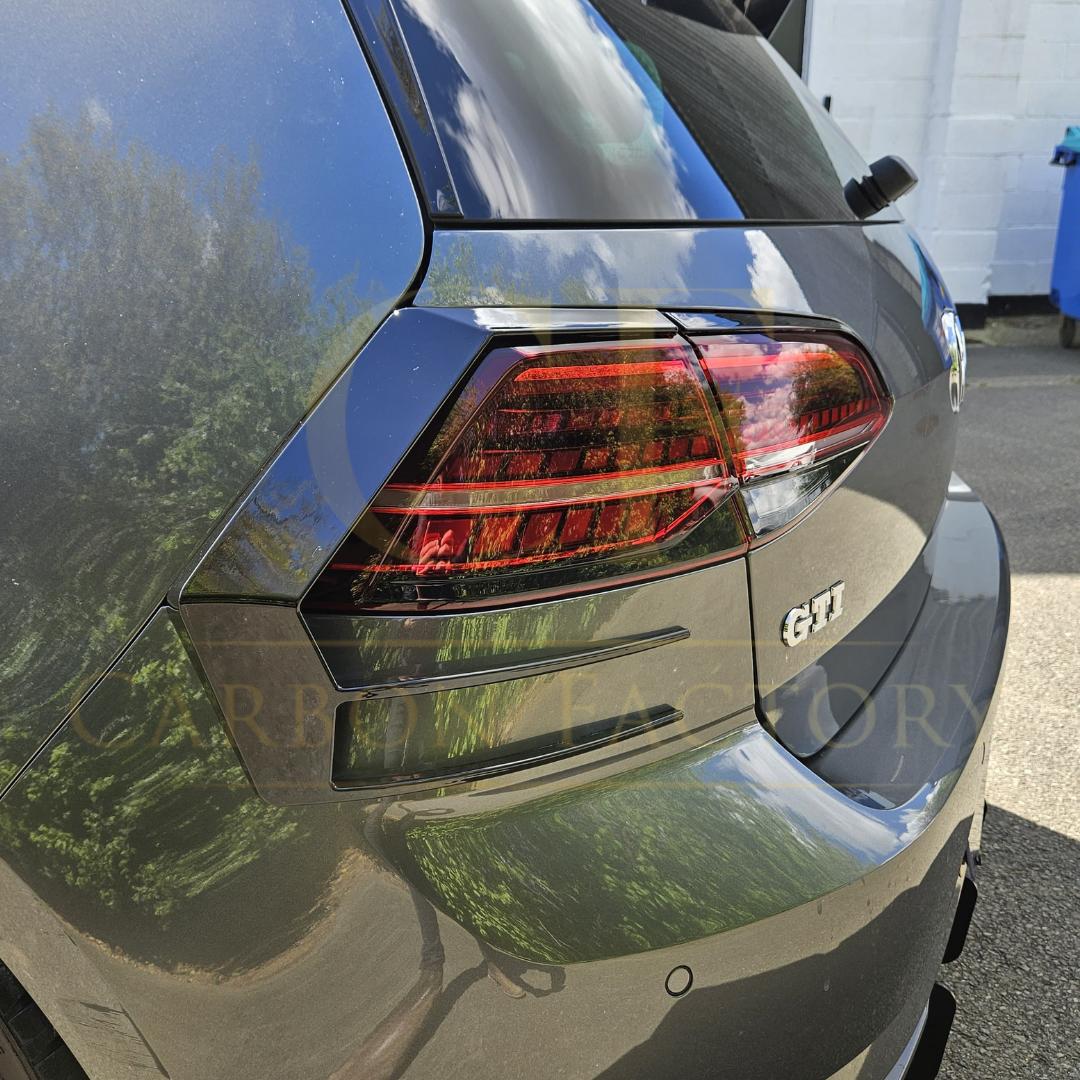 Gloss Black Rear Bumper Trims for VW Golf MK7.5 inc R and GTI 17-20-Carbon Factory