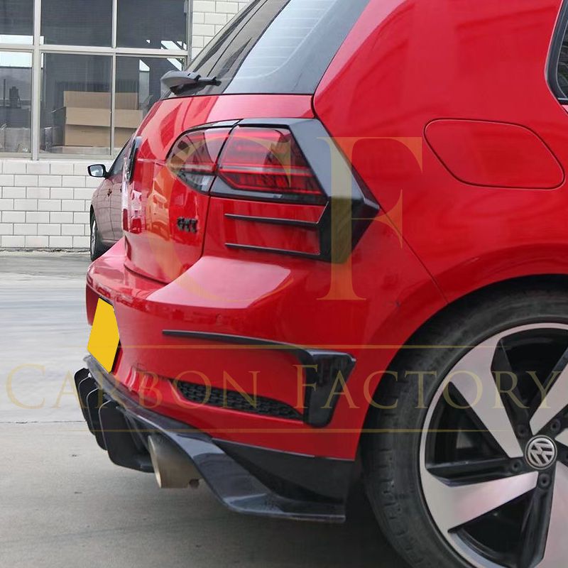 Gloss Black Rear Bumper Trims for VW Golf MK7.5 inc R and GTI 17-20-Carbon Factory