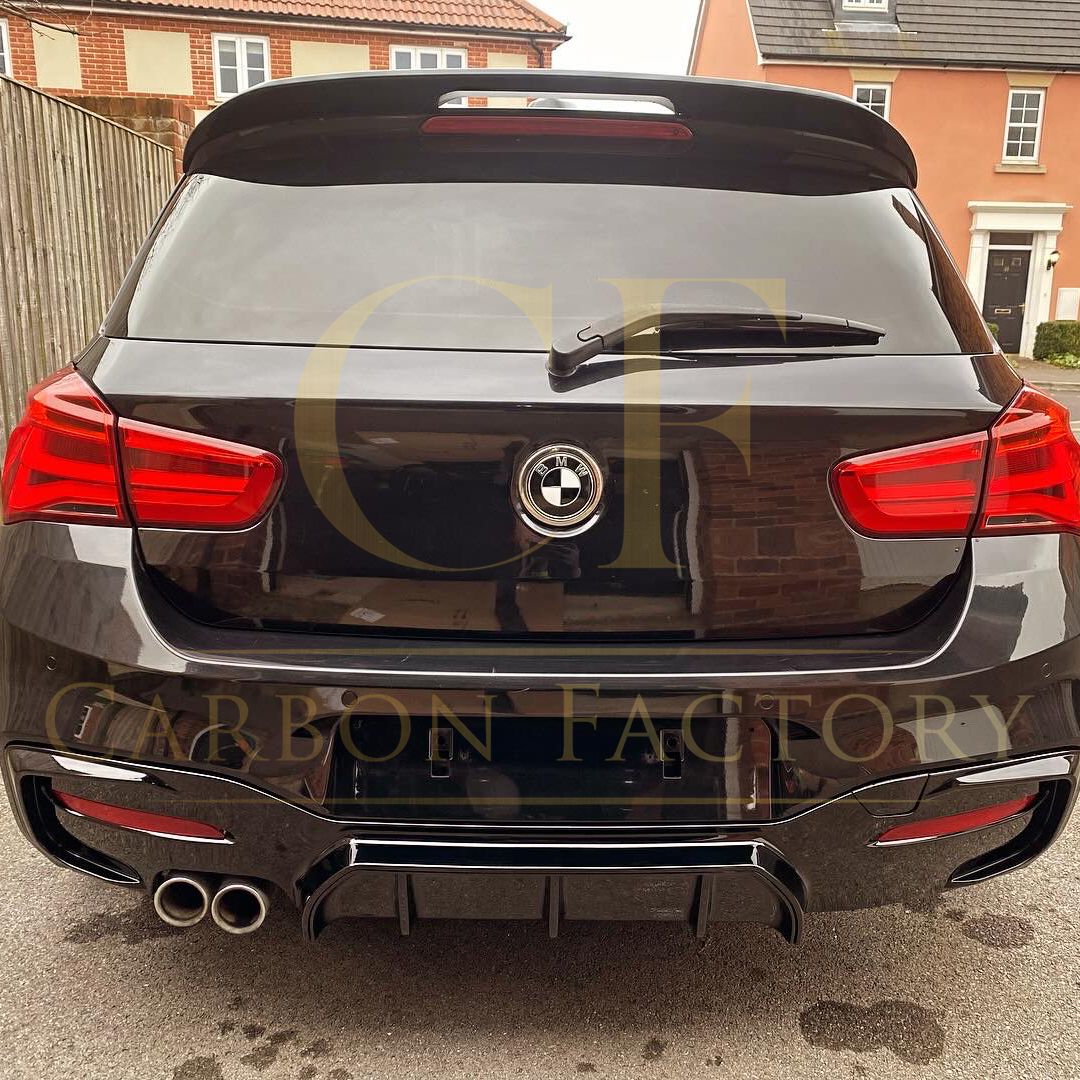 Gloss Black Rear Diffuser Twin Exhaust for BMW F20 1 Series LCI 15-19-Carbon Factory