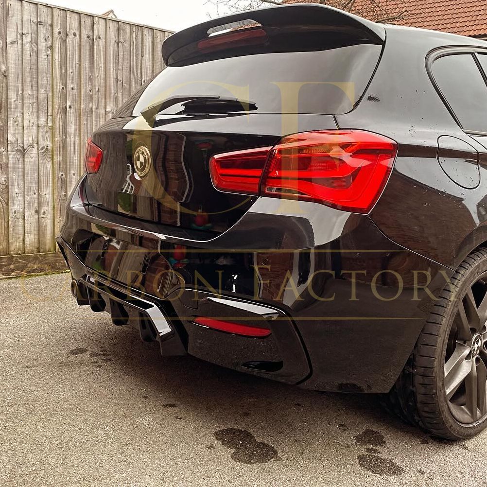 Gloss Black Rear Diffuser Twin Exhaust for BMW F20 1 Series LCI 15-19-Carbon Factory