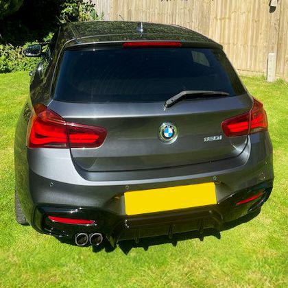 Gloss Black Rear Diffuser Twin Exhaust for BMW F20 1 Series LCI 15-19-Carbon Factory