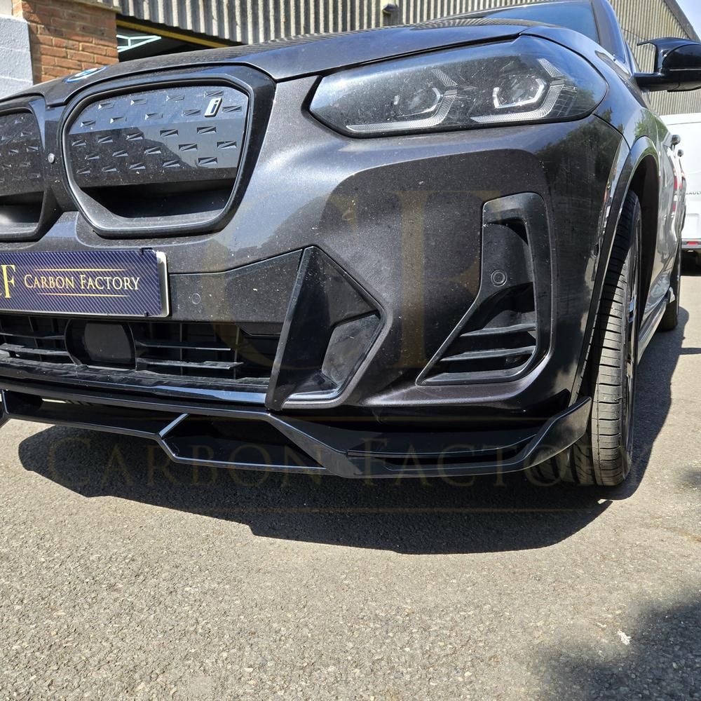 V Style Gloss Black Front Splitter for BMW G01 X3 IX3 G02 X4 LCI 22-24 - Carbon Factory