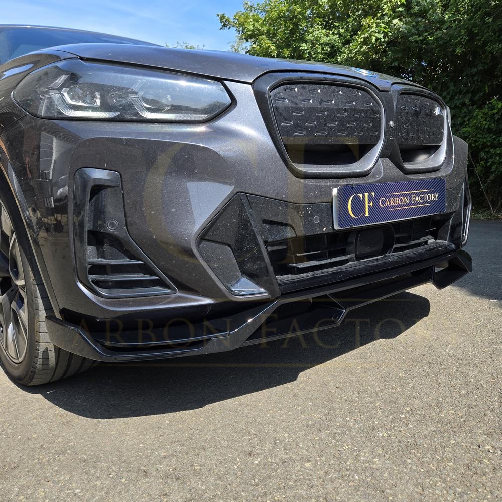 V Style Gloss Black Front Splitter for BMW G01 X3 IX3 G02 X4 LCI 22-24 - Carbon Factory