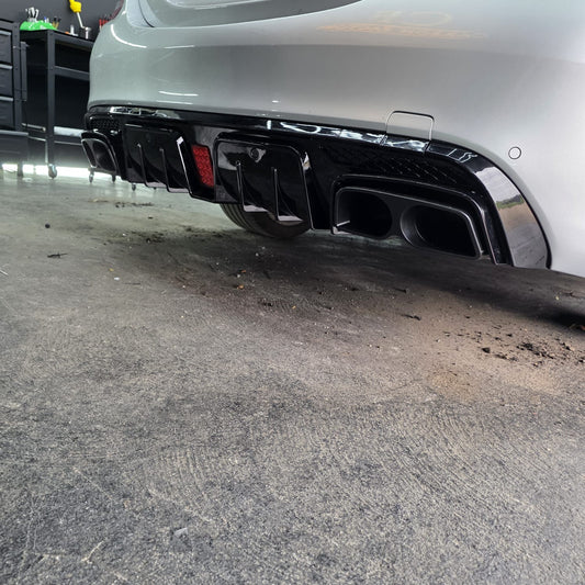 Carbon Factory Brabus Style Gloss Black Rear Diffuser & Exhaust Tips for Mercedes Benz W205 C Class & C63 Saloon 15-21 - Carbon Factory