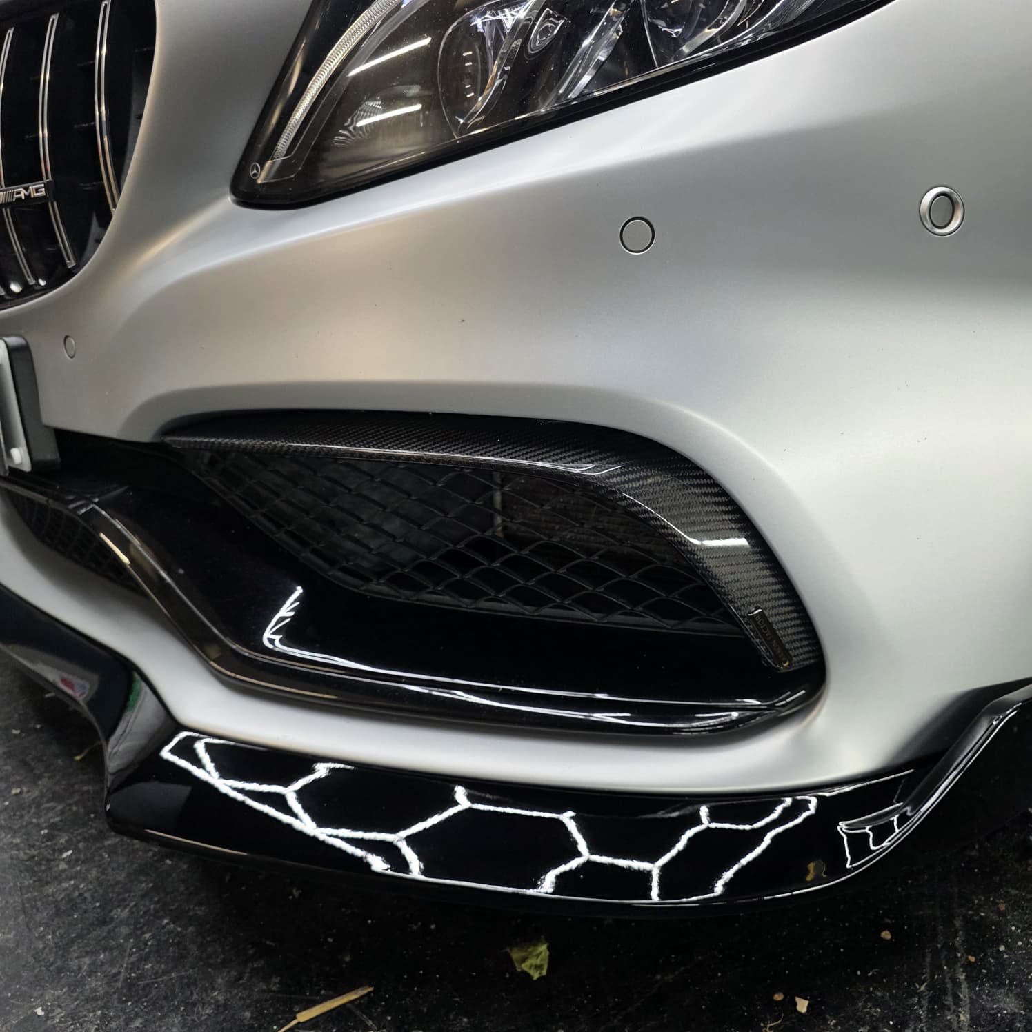 Carbon Fibre Front Fog Trims (2 Pieces) for Mercedes W205 C63 15-18 - Carbon Factory