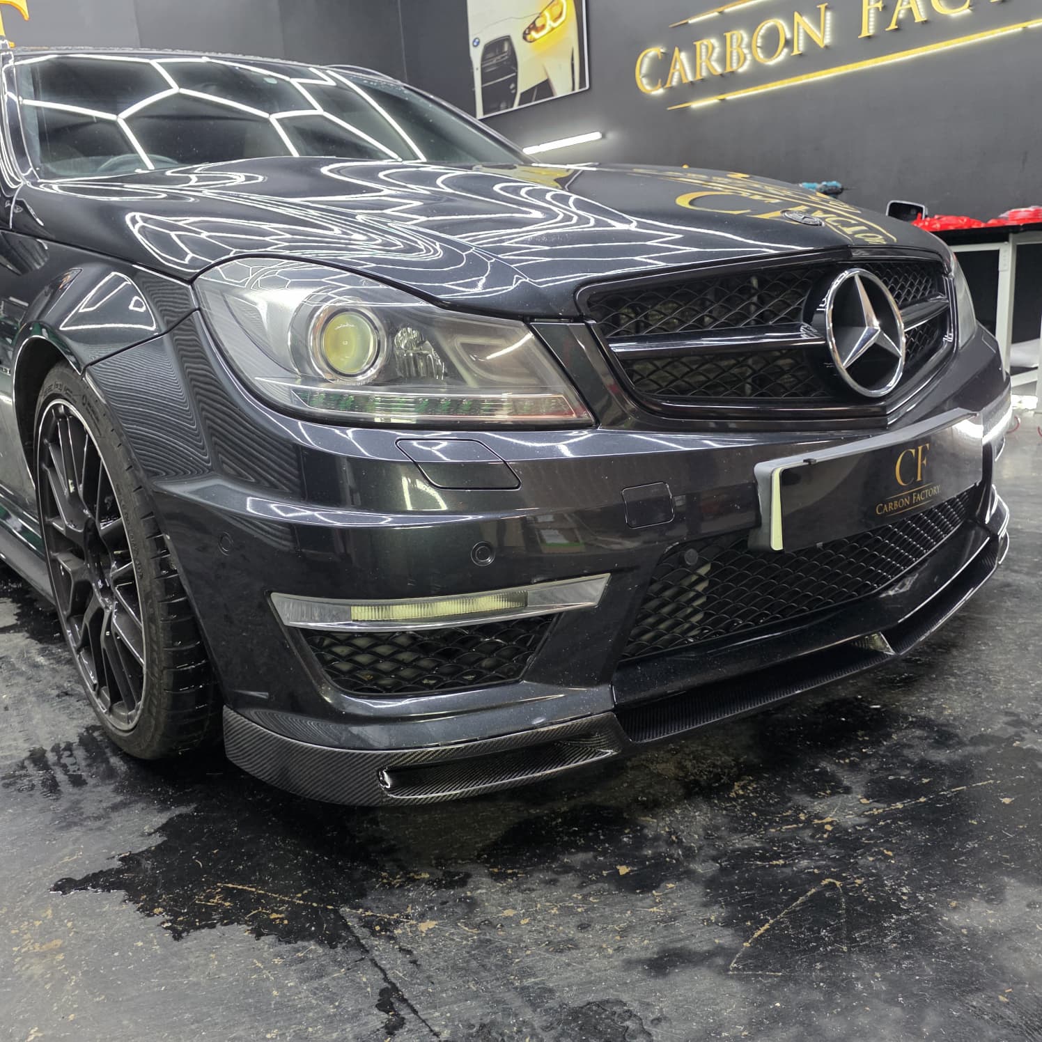 AMG Style Carbon Fibre Front Splitter for Mercedes Benz W204 C63 Facelift 12-14 - Carbon Factory