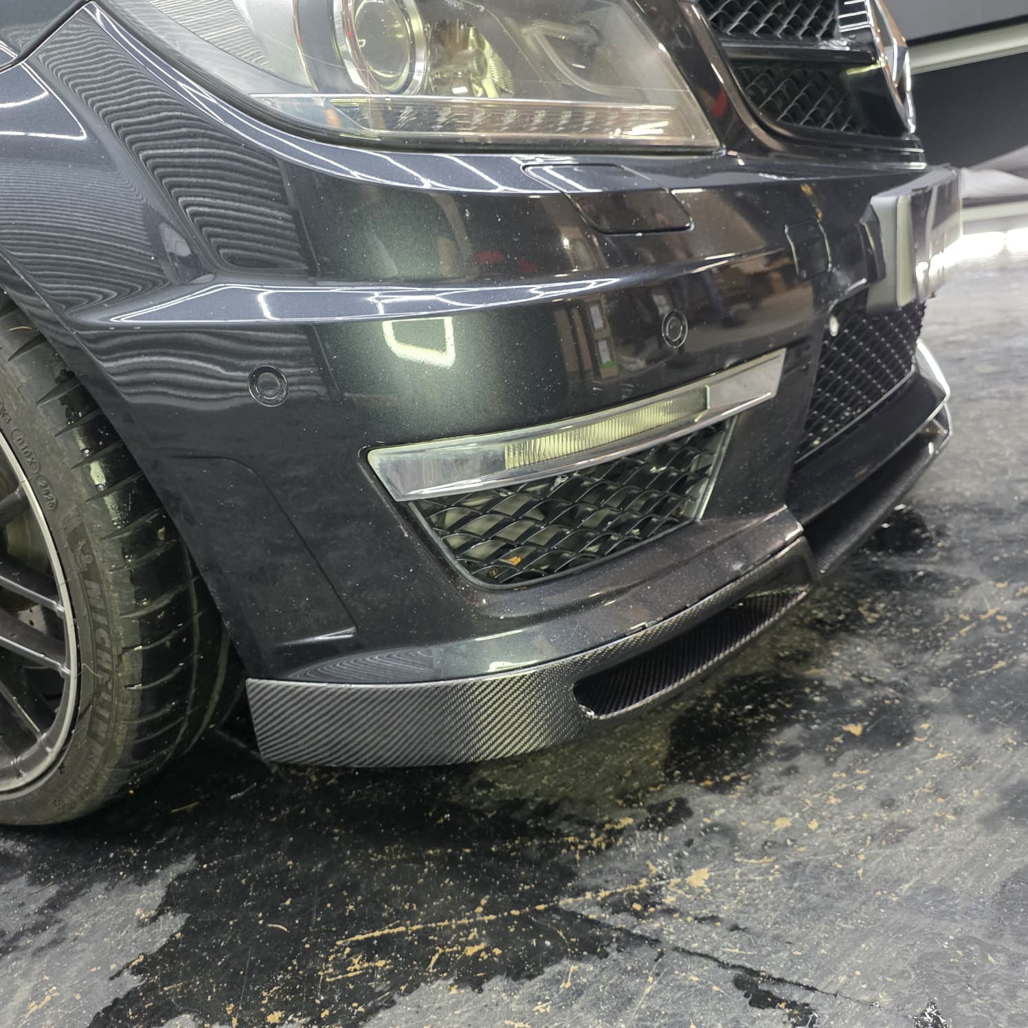 AMG Style Carbon Fibre Front Splitter for Mercedes Benz W204 C63 Facelift 12-14 - Carbon Factory