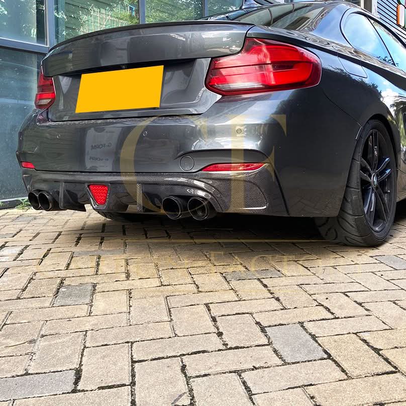LED Style Carbon Fibre Rear Diffuser for BMW F22 2 Series M Sport 14-21 - Carbon Factory