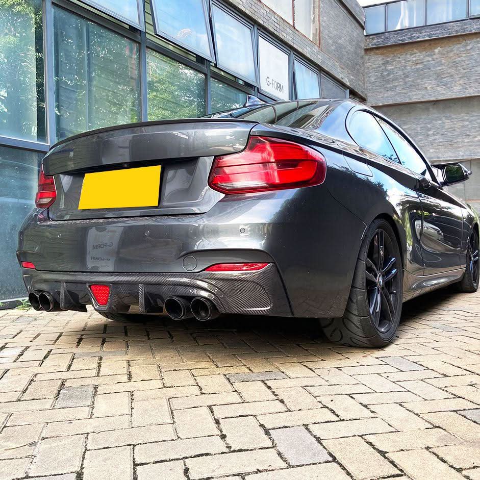 LED Style Carbon Fibre Rear Diffuser for BMW F22 2 Series M Sport 14-21 - Carbon Factory