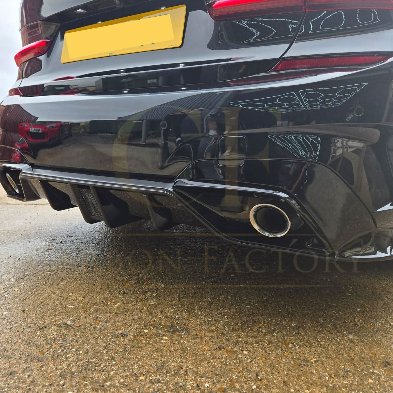 LED Style Gloss Black Rear Diffuser Quad Exhaust for BMW 3 Series G20 G21 Pre-LCI 19-22 - Carbon Factory