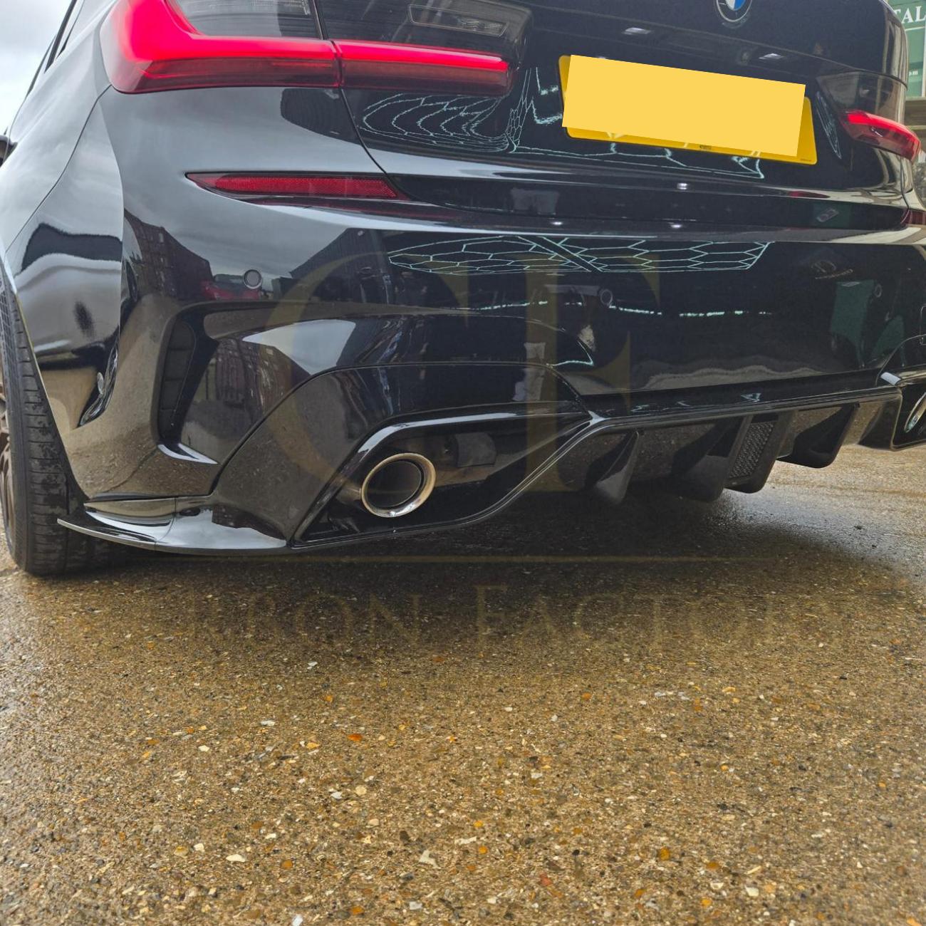 LED Style Gloss Black Rear Diffuser Quad Exhaust for BMW 3 Series G20 G21 Pre-LCI 19-22-Carbon Factory