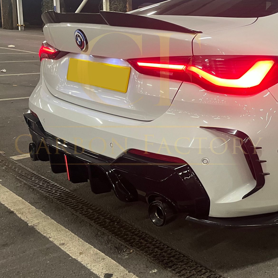 LED Style Gloss Black Rear Diffuser for BMW 4 Series G22 G23 20-Present-Carbon Factory
