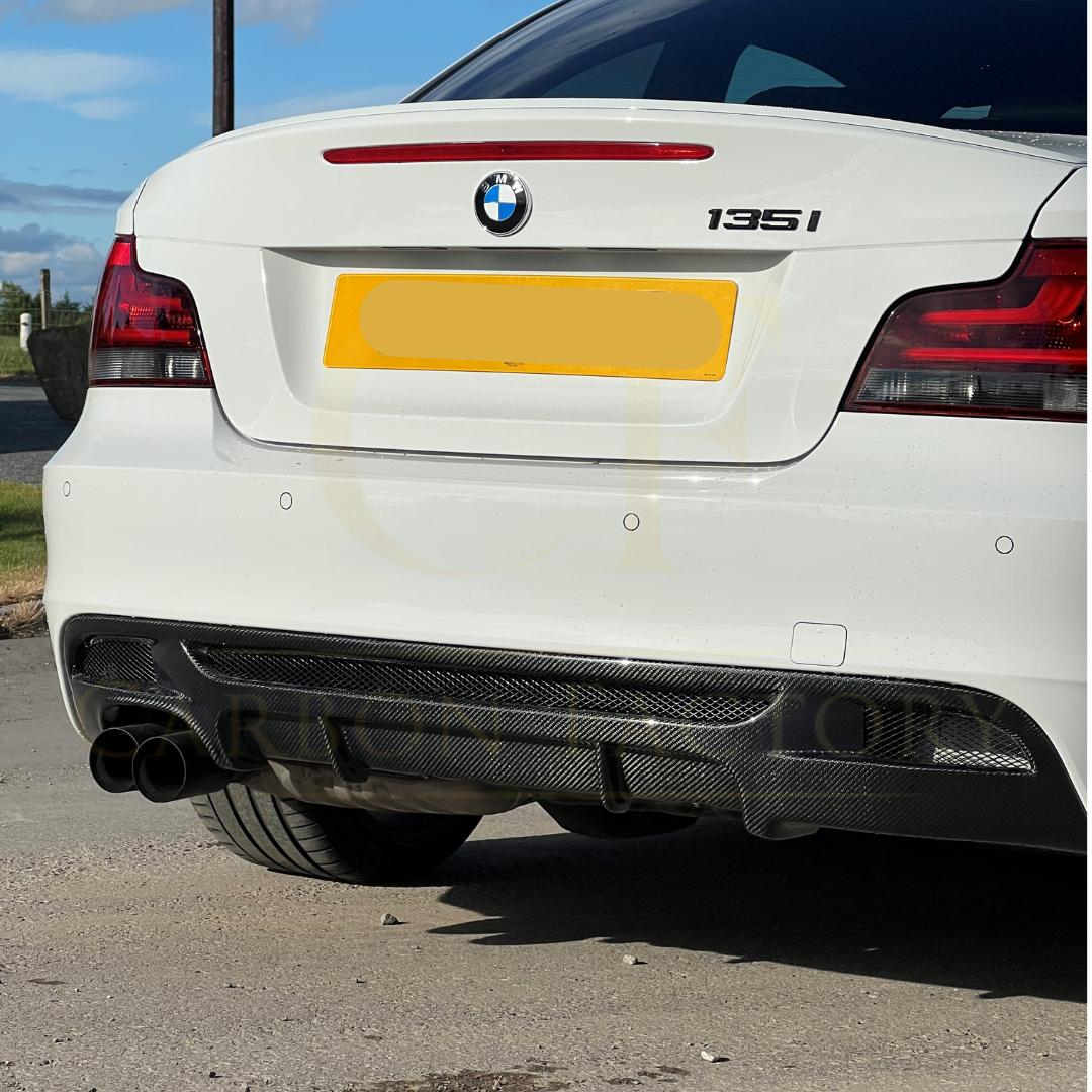 MP Style Carbon Fibre Rear Diffuser Twin Exhaust for BMW E82 E88 1 Series 04-13-Carbon Factory
